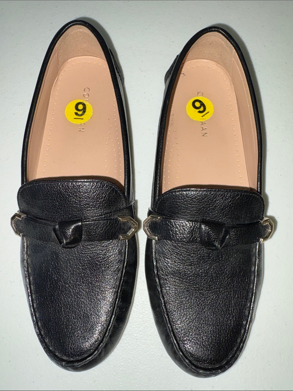 Cole Haan Black Leather Loafers with Metallic Horsebit